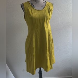 NY&Co 100% cotton Mustard yellow Flowy summer Midi Dress with pockets_Medium